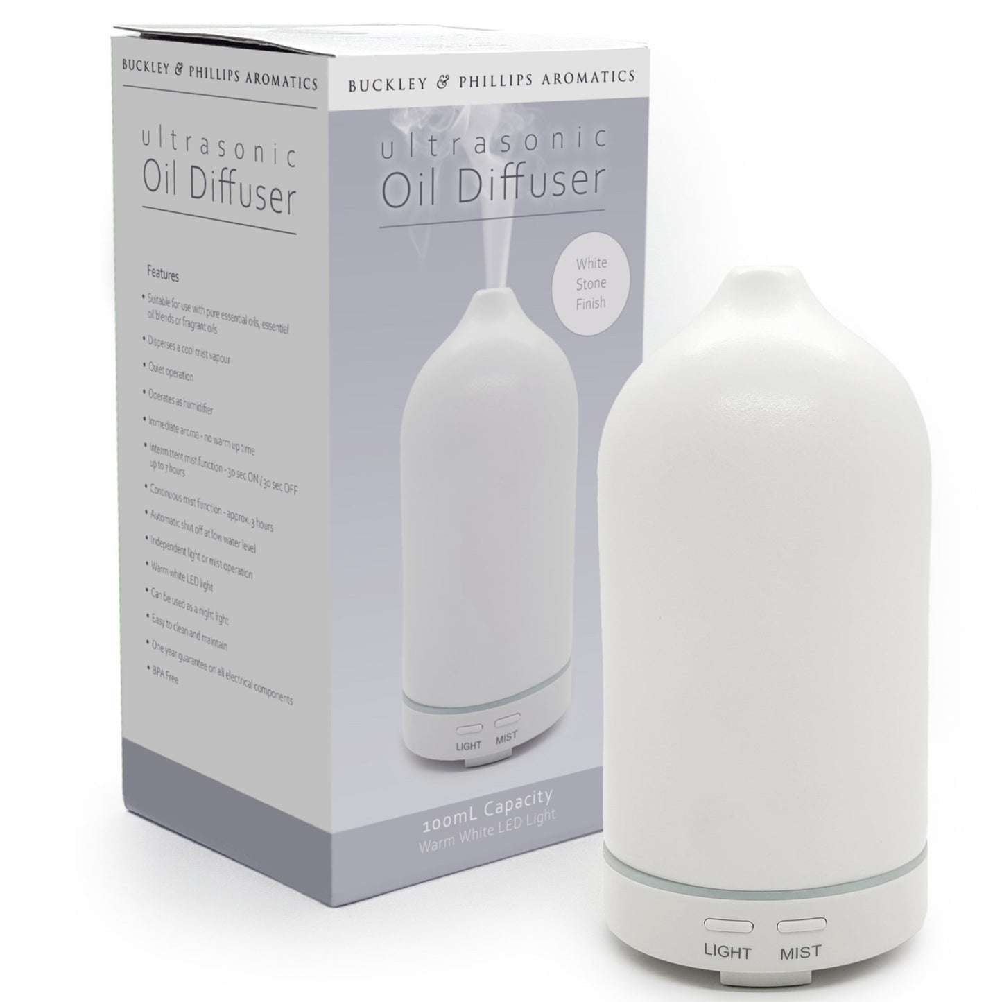 Buckley & Phillips Aromatics - Ultrasonic Oil Diffuser (White Stone)