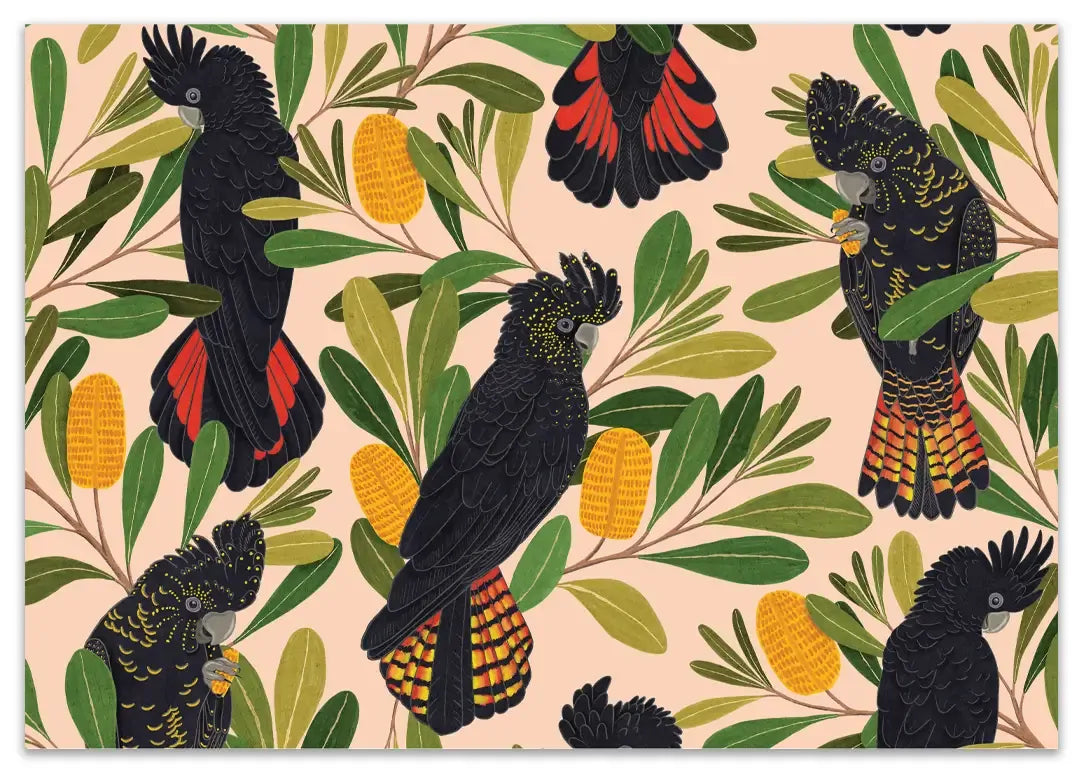 Earth Greetings - Recycled Folded Wrapping Paper | Cockatoos & Banksia