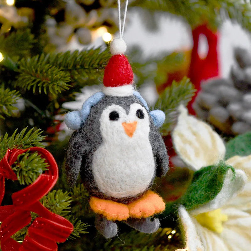 Tara Treasures - Felt Penguin with Ice Skates Ornament