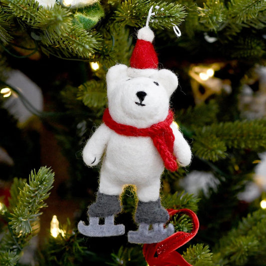Tara Treasures - Polar Bear with Ice Skates Ornament