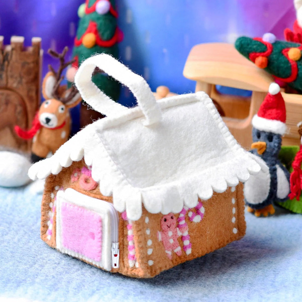 Tara Treasures - Pink Gingerbread House Bag