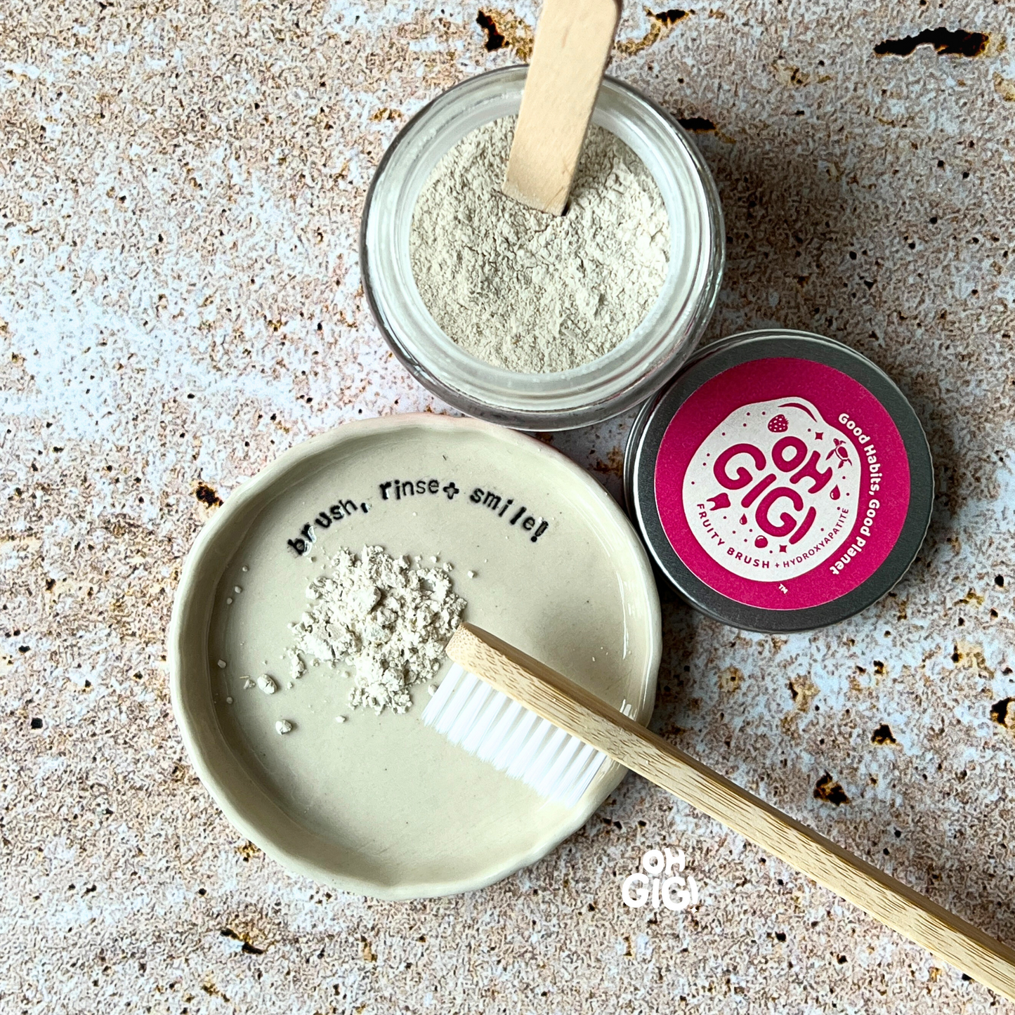 ohGiGi - Hydroxyapatite Tooth Powder 'Fruity Brush'