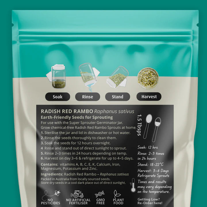 Untamed Health - Radish Red Rambo Sprouting Seeds