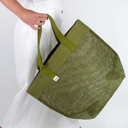 Apple Green Duck Jute Mesh Bag