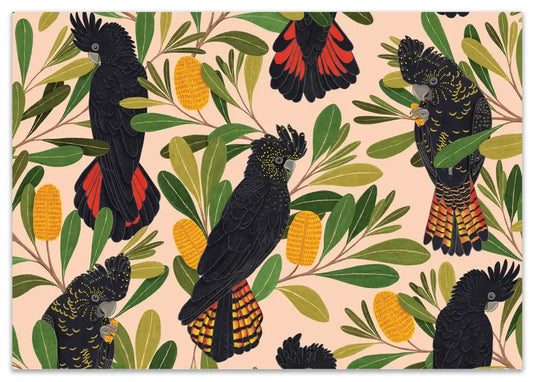 Earth Greetings - Recycled Folded Wrapping Paper | Cockatoos & Banksia