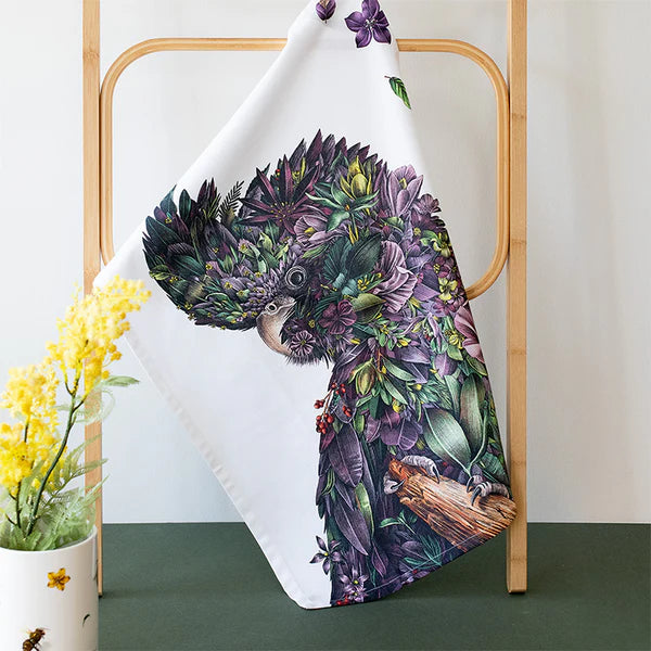 Marini Ferlazzo - Red-Tailed Black Cockatoo Cotton Tea Towel