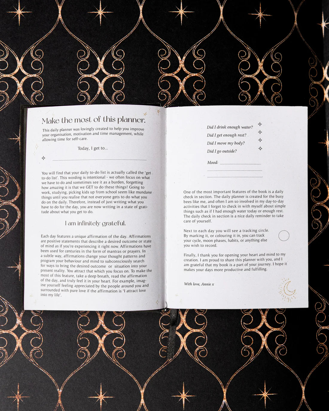 Dreamy Moons - 2026 Daily Planner (Onyx Black)