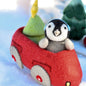 Tara Treasures - Penguin in Toy Car and Christmas Tree
