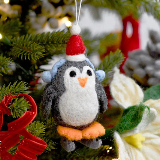 Tara Treasures - Felt Penguin with Ice Skates Ornament