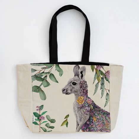 Marini Ferlazzo - Grey Kangaroo Portrait Canvas Tote Bag
