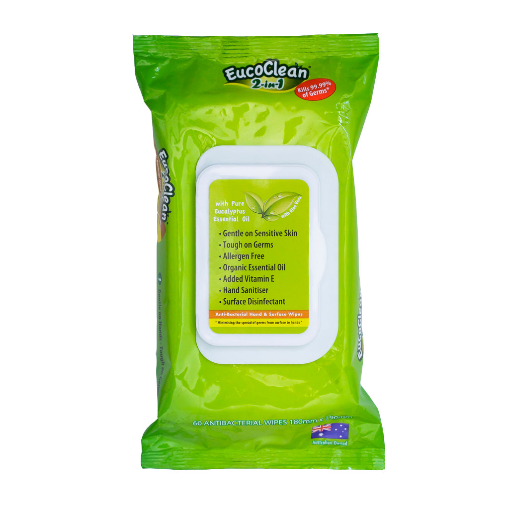 EucoClean 2in1 Antibacterial Hand & Surface Wipes