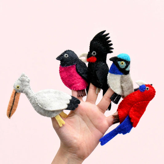 Tara Treasures - Australian Colourful Birds Finger Puppets Set
