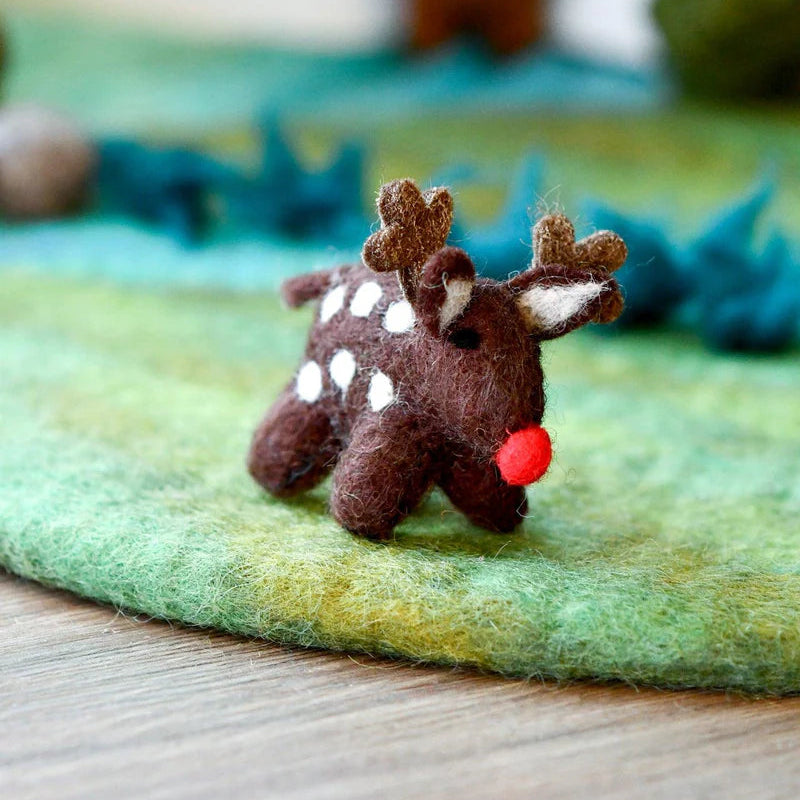 Tara Treasures - Felt Small Red-Nosed Reindeer Toy