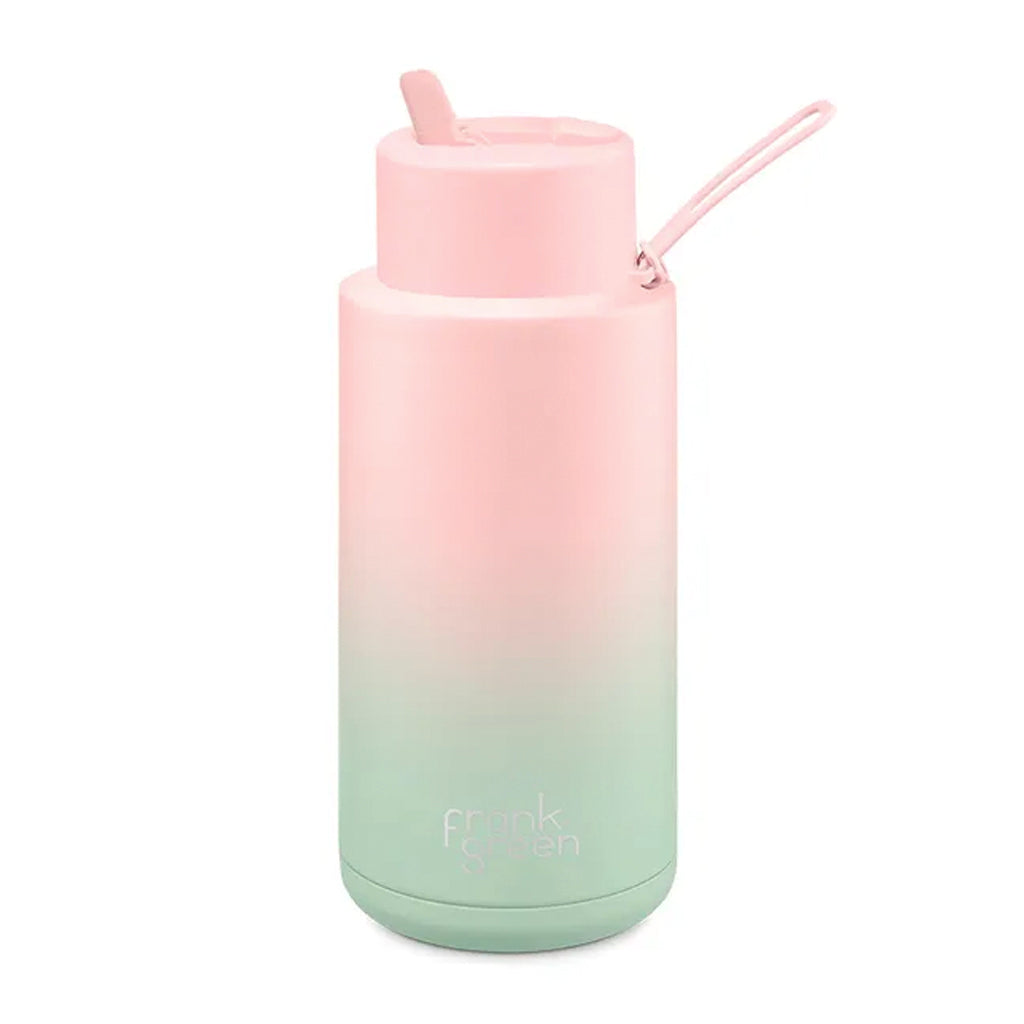 frank green Ceramic Reusable Bottle with Straw Lid, 34oz/1L Capacity  (Deep