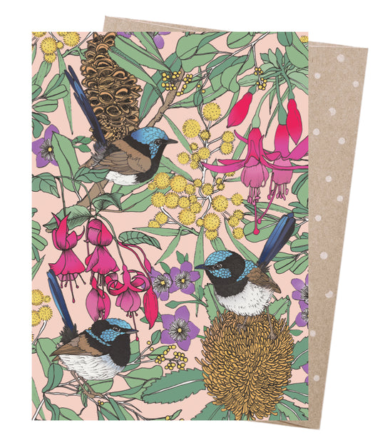 Earth Greetings - Greeting A5 Cards | Fuchsias & Fairy Wrens