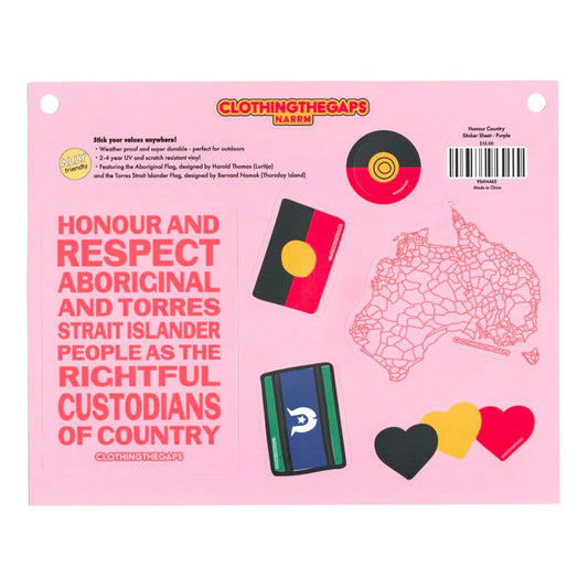 Clothing the Gaps - Honour Country Sticker Sheet (Pink)