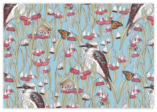Earth Greetings - Recycled Folded Wrapping Paper | Silver Princess Kookaburra