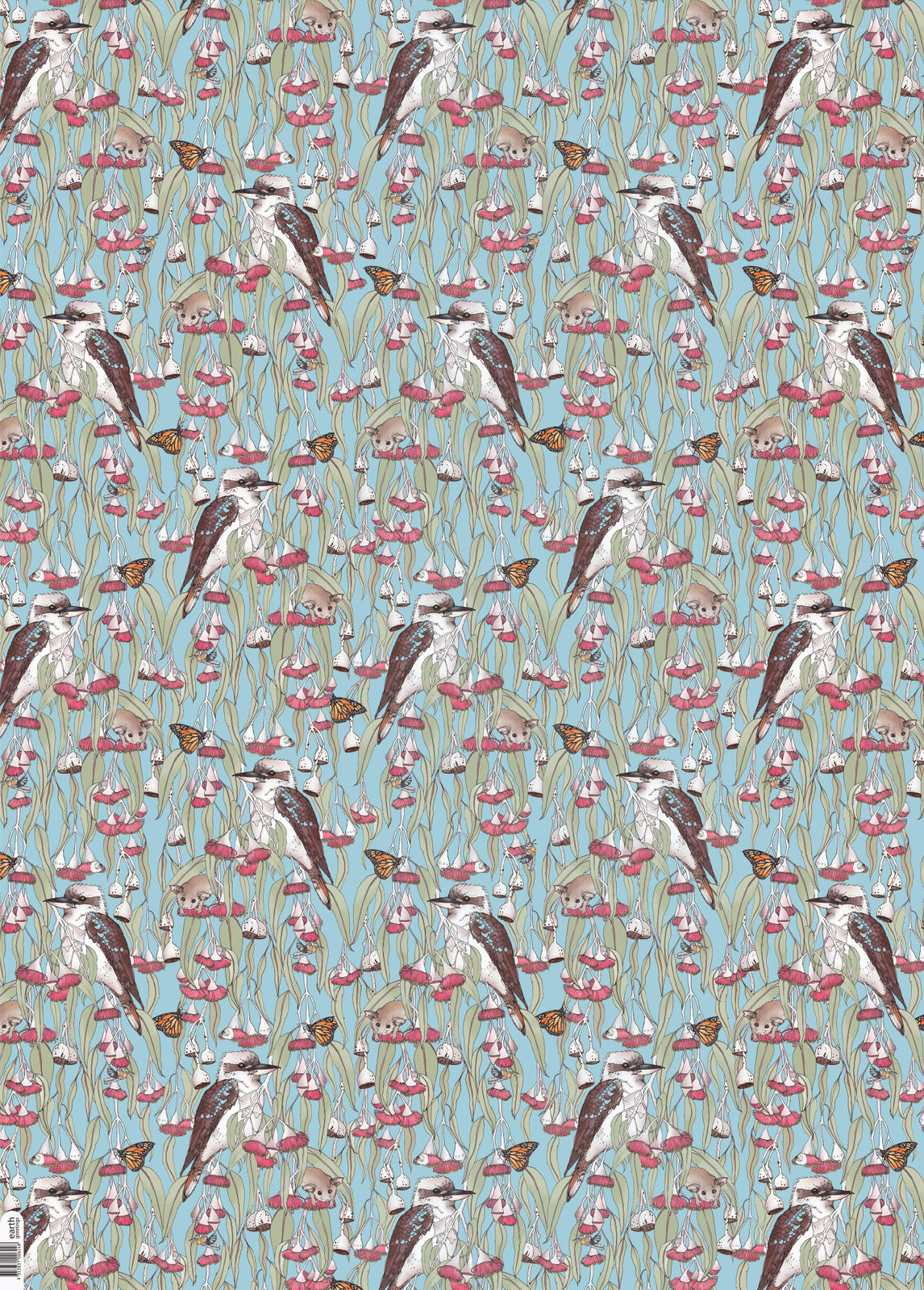 Earth Greetings - Recycled Folded Wrapping Paper | Silver Princess Kookaburra