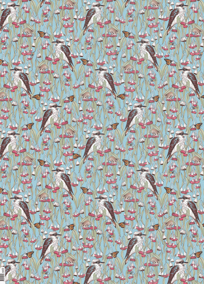 Earth Greetings - Recycled Folded Wrapping Paper | Silver Princess Kookaburra