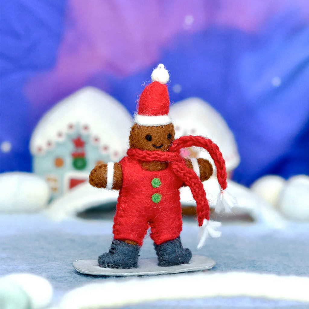 Tara Treasures - Felt Gingerbread On Snowboard Ornament