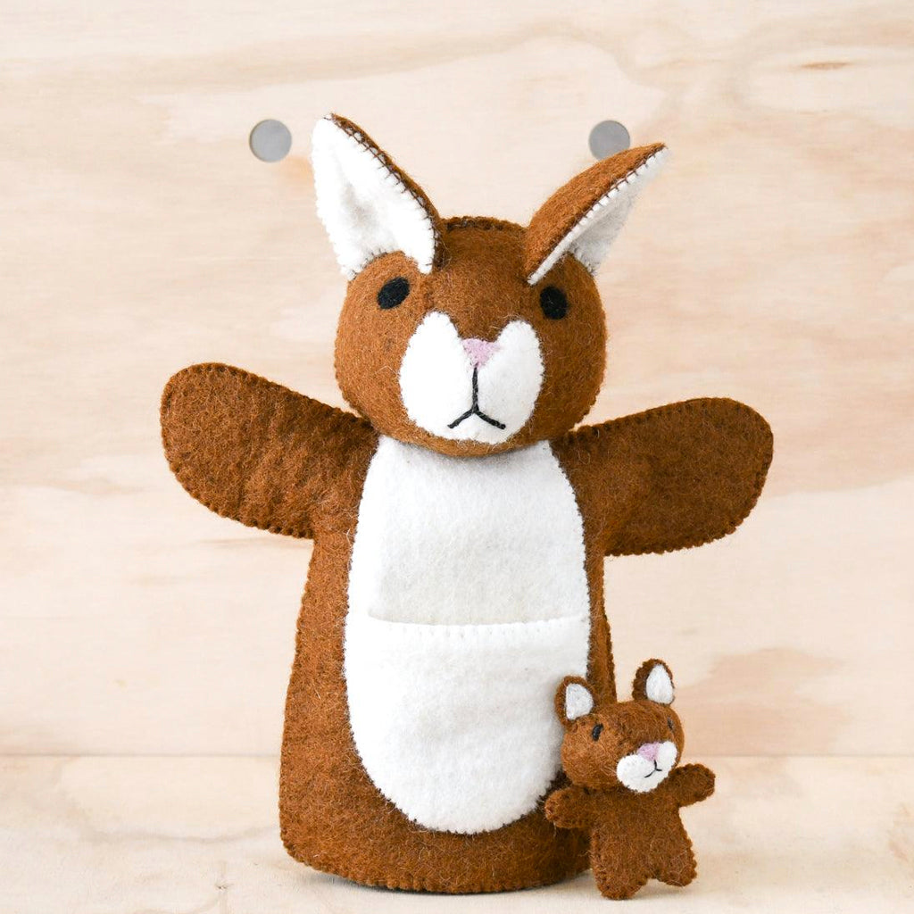 Tara Treasures - Brown Kangaroo With Joey Hand Puppet