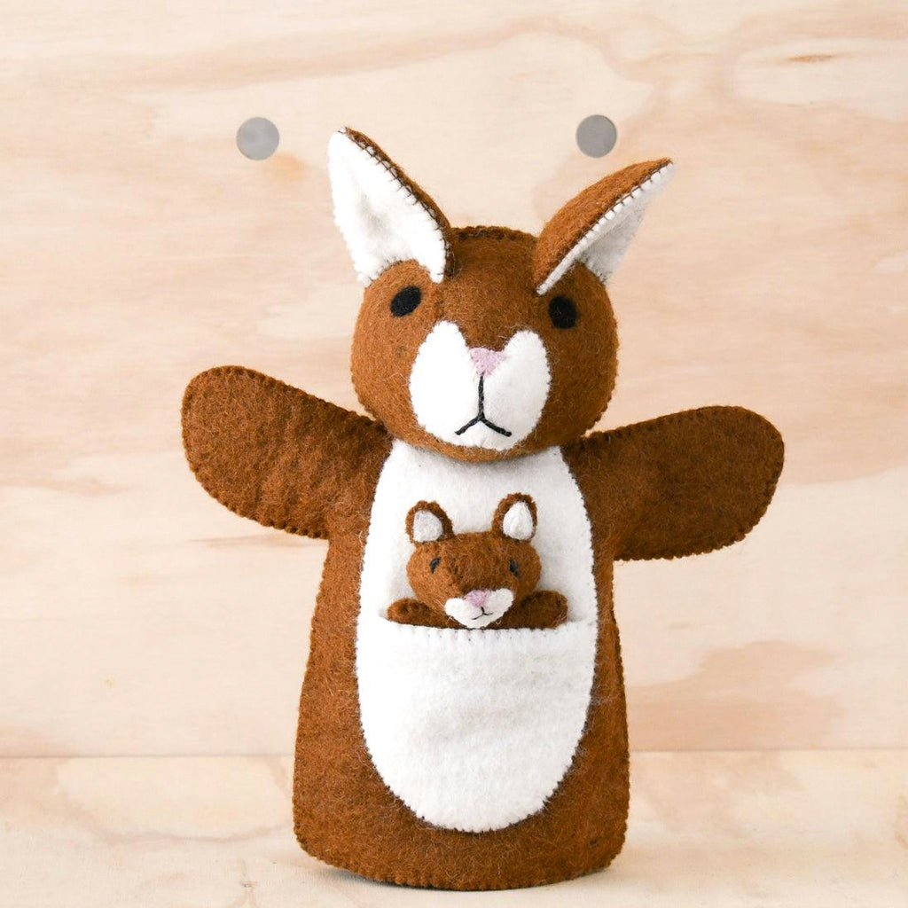 Tara Treasures - Brown Kangaroo With Joey Hand Puppet
