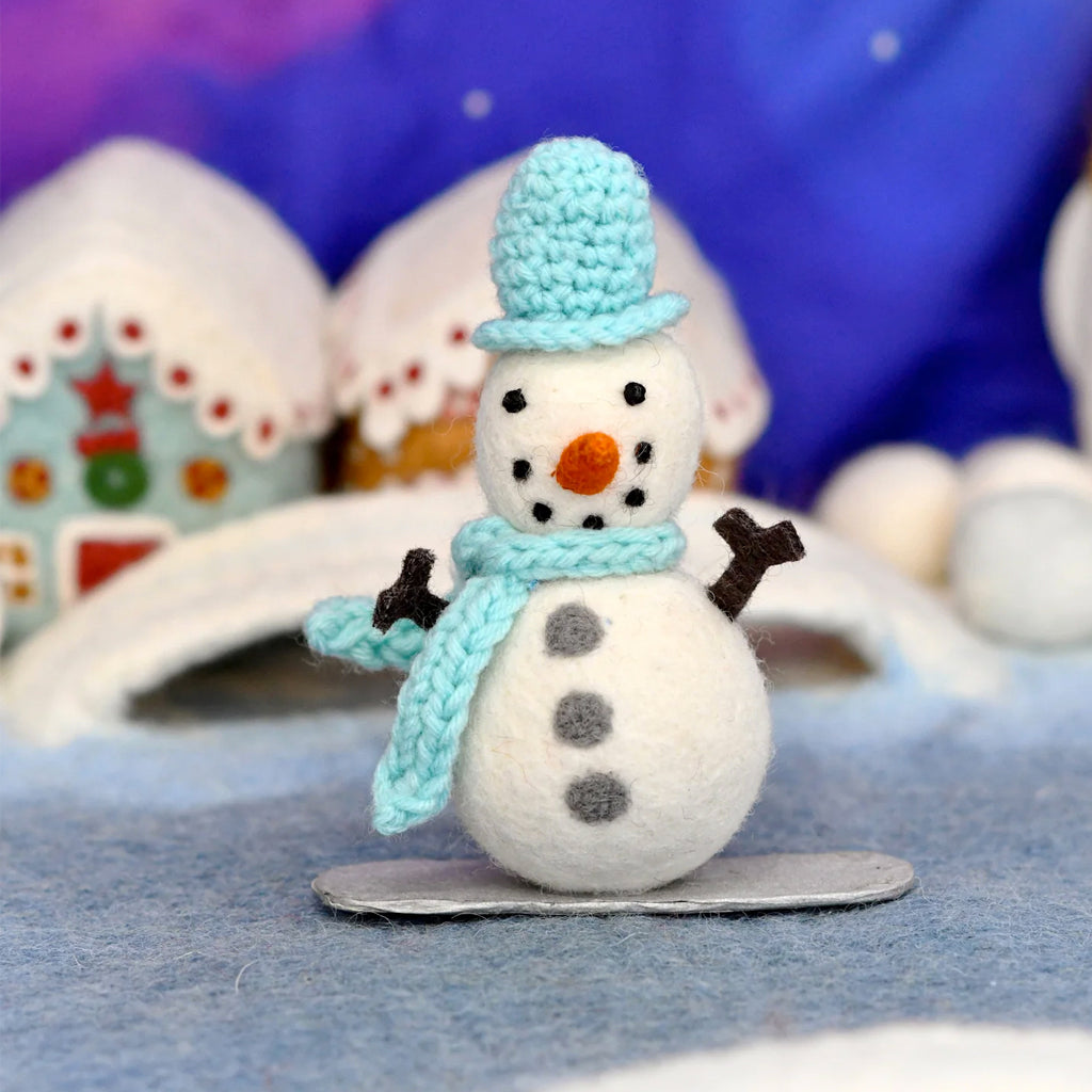 Tara Treasures Felt Snowman On Snowboard Ornament